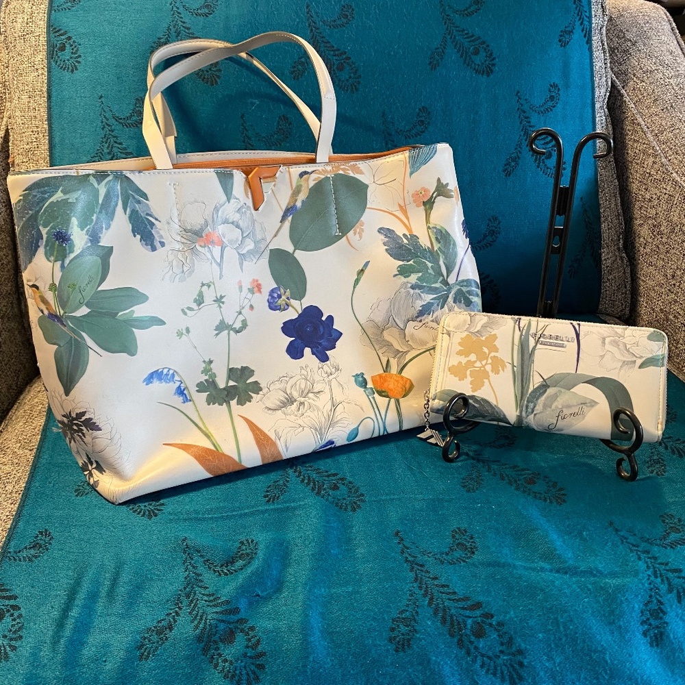 BUY 2 ITEMS & GET 1 FREE - Fiorelli Floral Zip Top Tote Bag & Matching Wallet
